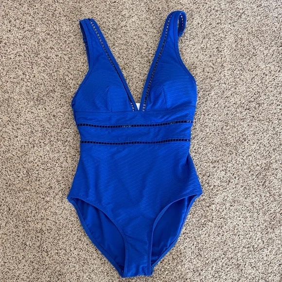 NWT Sea Level Deep V One-Piece Swimsuit in Cobalt Blue - Picture 4 of 5